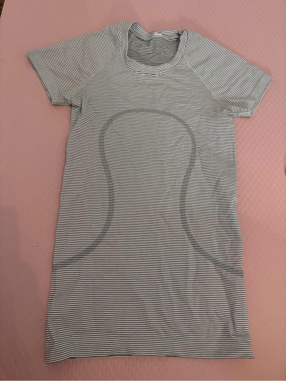 lululemon athletica White and Black Striped Muscle Tee